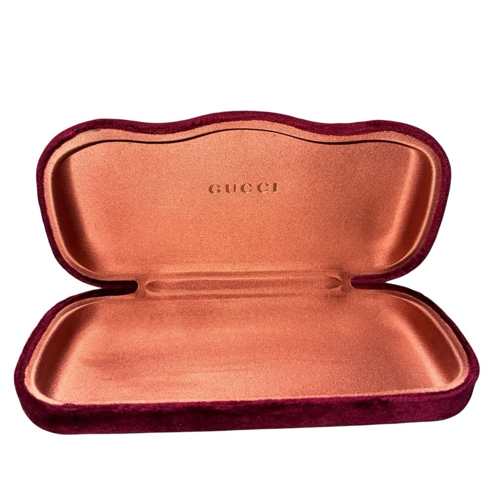 Gucci Burgundy Red Velvet Hard Shell Glasses/Sunglasses Case Only 6.25" x 2.75"